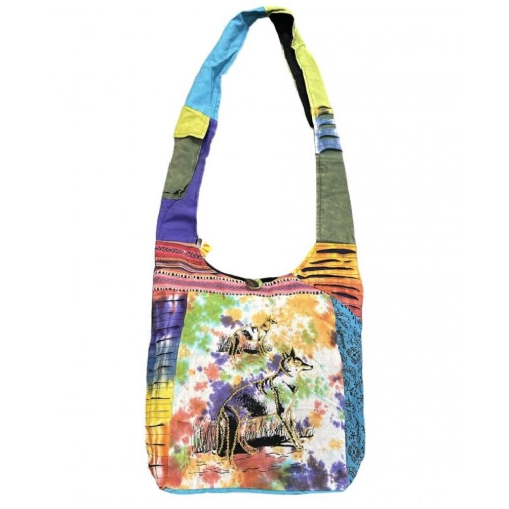 Rising International Cotton Tie Dye Razor Cut Fox Hobo Crossbody Bag AGB7843